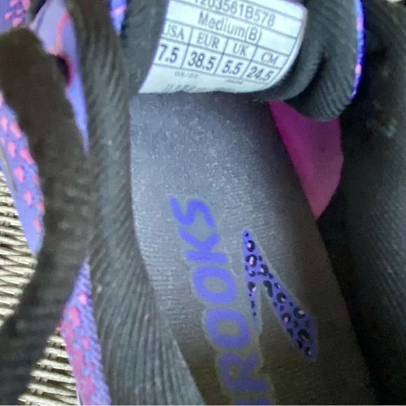 RARE Brooks 🦄 Ghost 14 🖤 Leopard Cheetah Athletic Running Shoes Black Purple 7.5 - Picture 9 of 12
